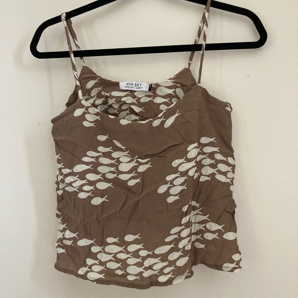 Ava Sky Brown and White Women's Top